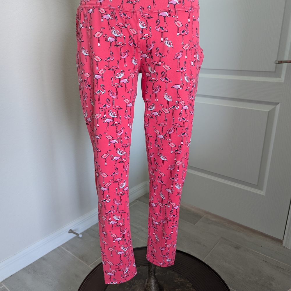 ZELOS Pink Flamingo Print Cropped Pants